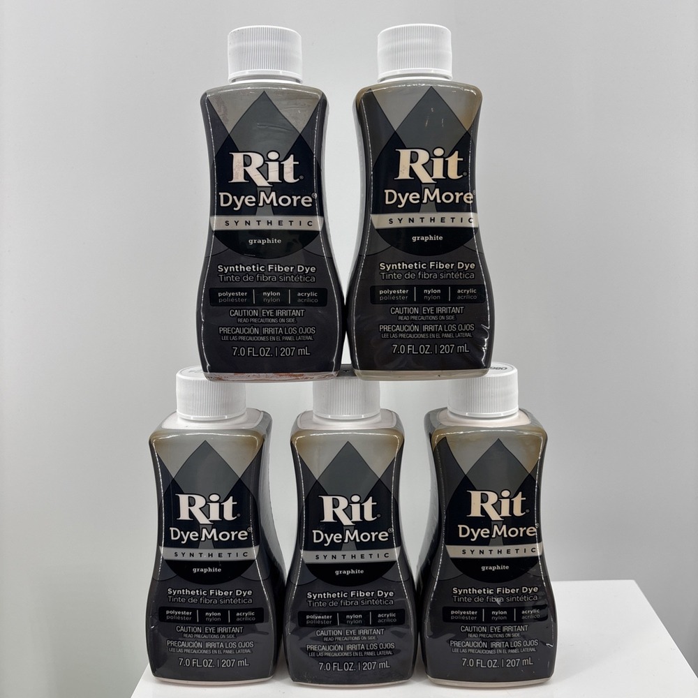5‎ Rit Dye More Synthetic Fiber Dye Polyester Nylon Acrylic 7 oz Graphite Lot
